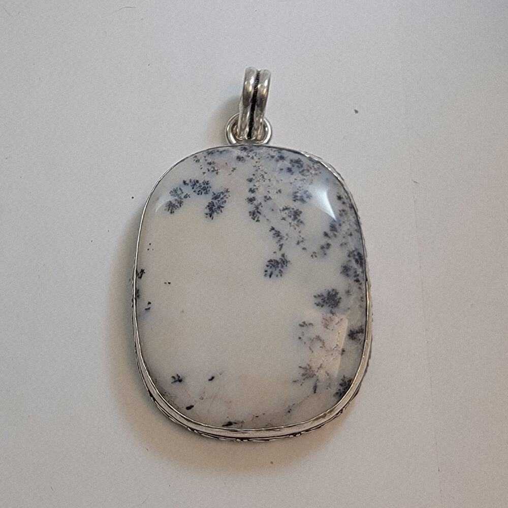 Necklace Pendants Dendritic Opal Handmade Jewelry Sterling Silver Bezel Setting